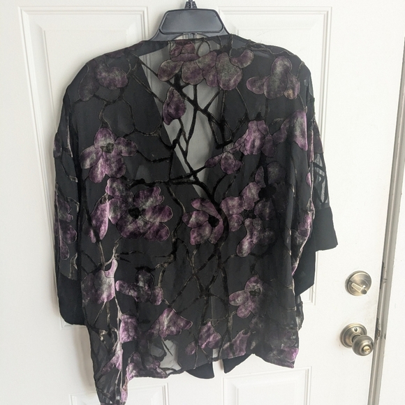 Vintage Silk Velvet Burnout Kimono Topper - Picture 5 of 5